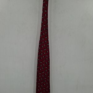Christian Dior Monsieur Maroon Red Geometric Print 100% Silk Made‎ USA Neck Tie